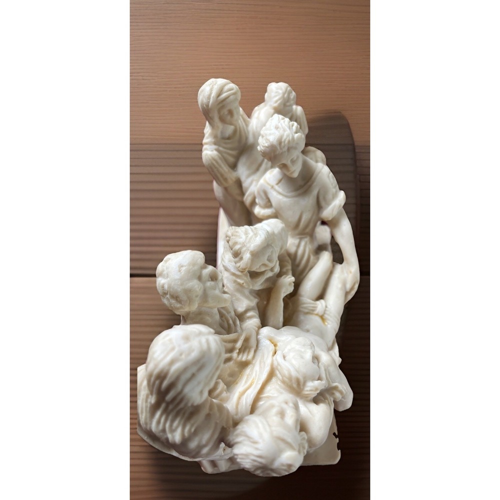 Vintage Italian Cast Marble Alabaster Descent From The Cross Religious Sculpture - Picture 9 of 9